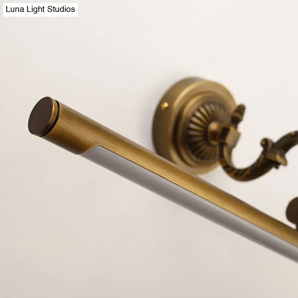 Vintage style gold metallic tubular wall light bathroom vanity led