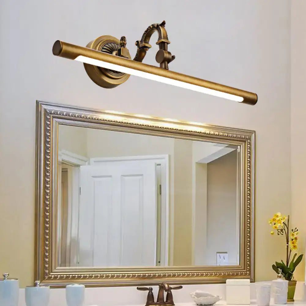 Vintage style gold metallic tubular wall light bathroom vanity led