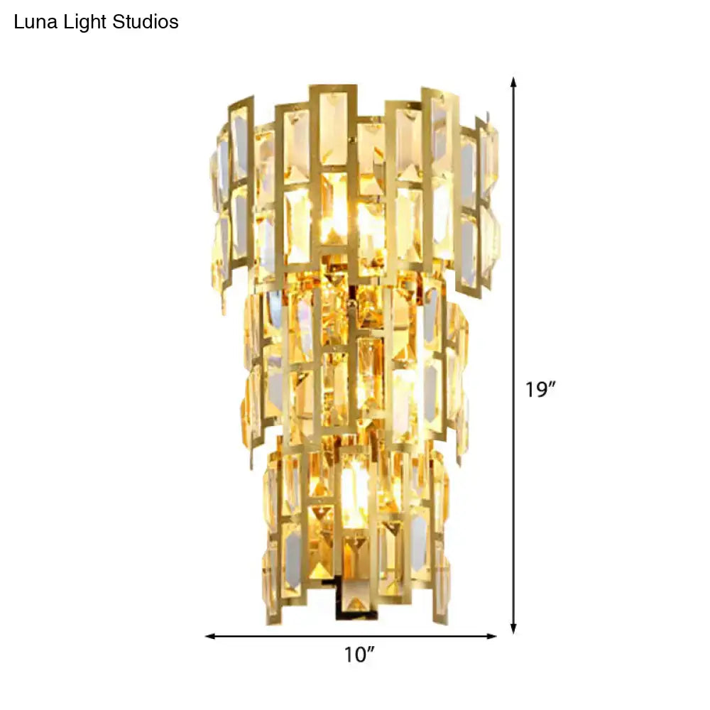 Vintage style gold tiered wall sconce living room crystal lamp
