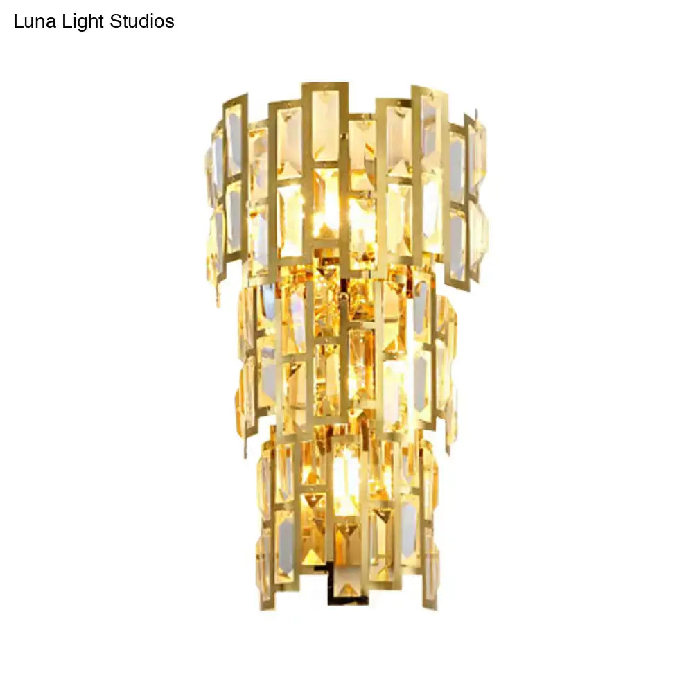Vintage style gold tiered wall sconce living room crystal lamp