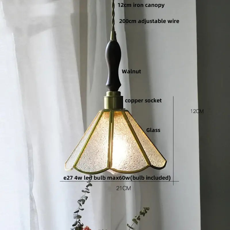 Vintage teal blue glass led pendant light kitchen brass fixture