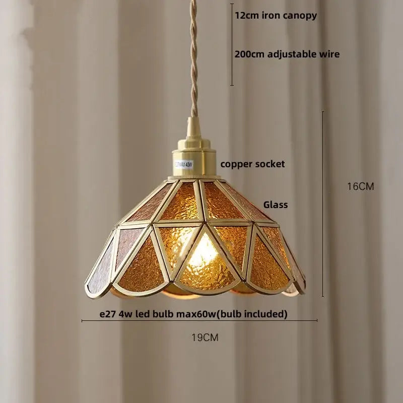 Vintage teal blue glass led pendant light kitchen hanging lamp