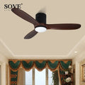 Vintage white and wood ceiling fan with remote control bedroom