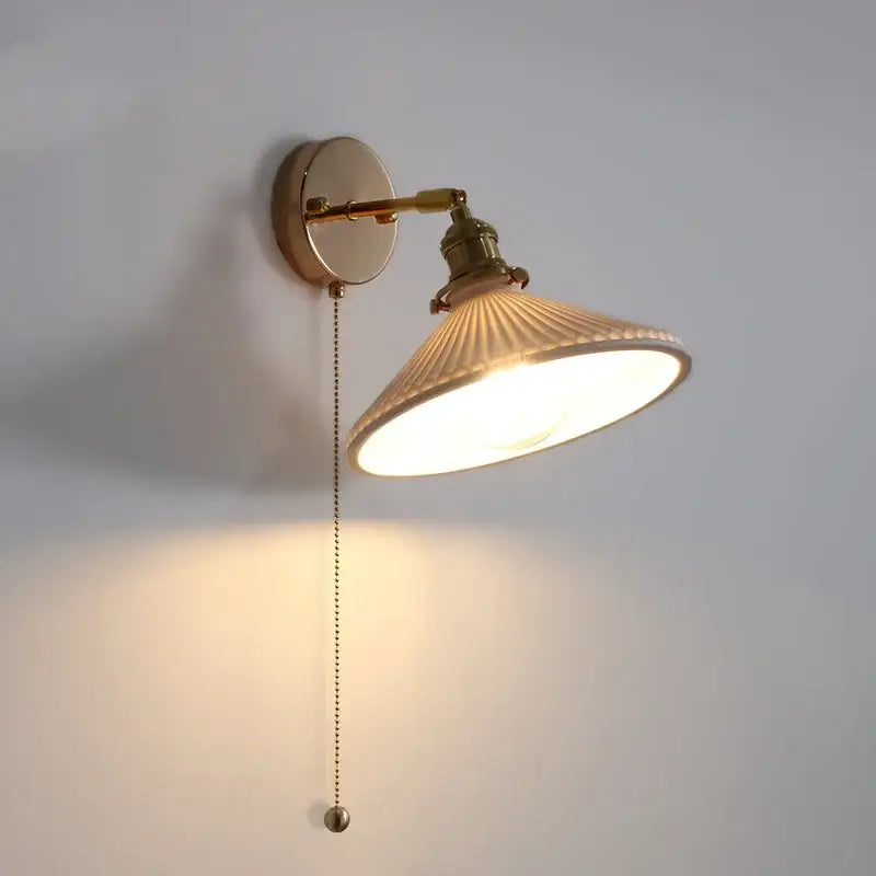 Vintage white ceramic canopy led wall sconce bedroom light