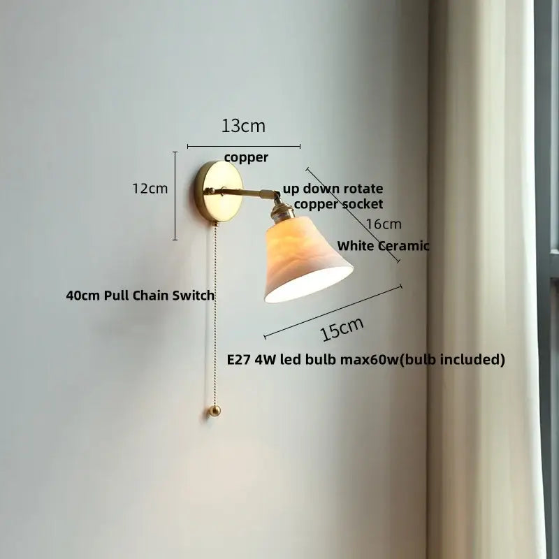 Vintage white ceramic canopy led wall sconce bedroom light