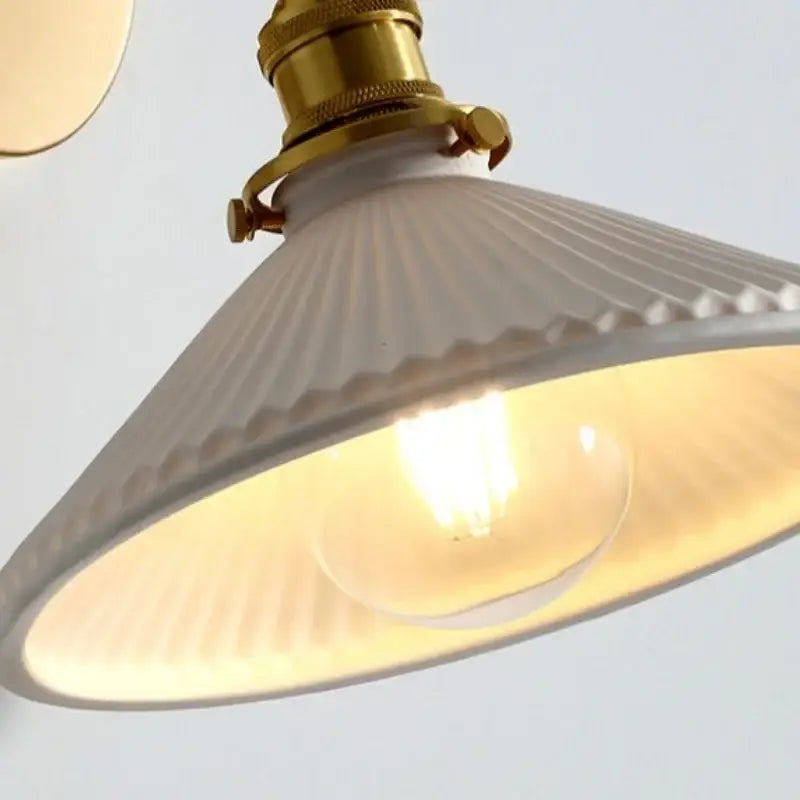 Vintage white ceramic canopy led wall sconce bedroom light