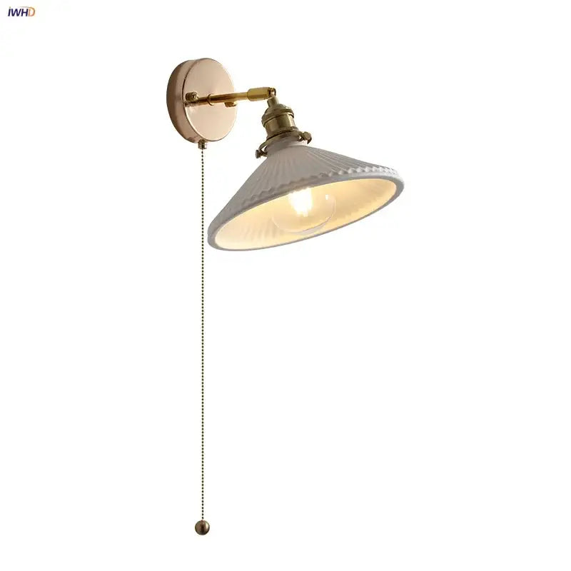 Vintage white ceramic canopy led wall sconce bedroom light