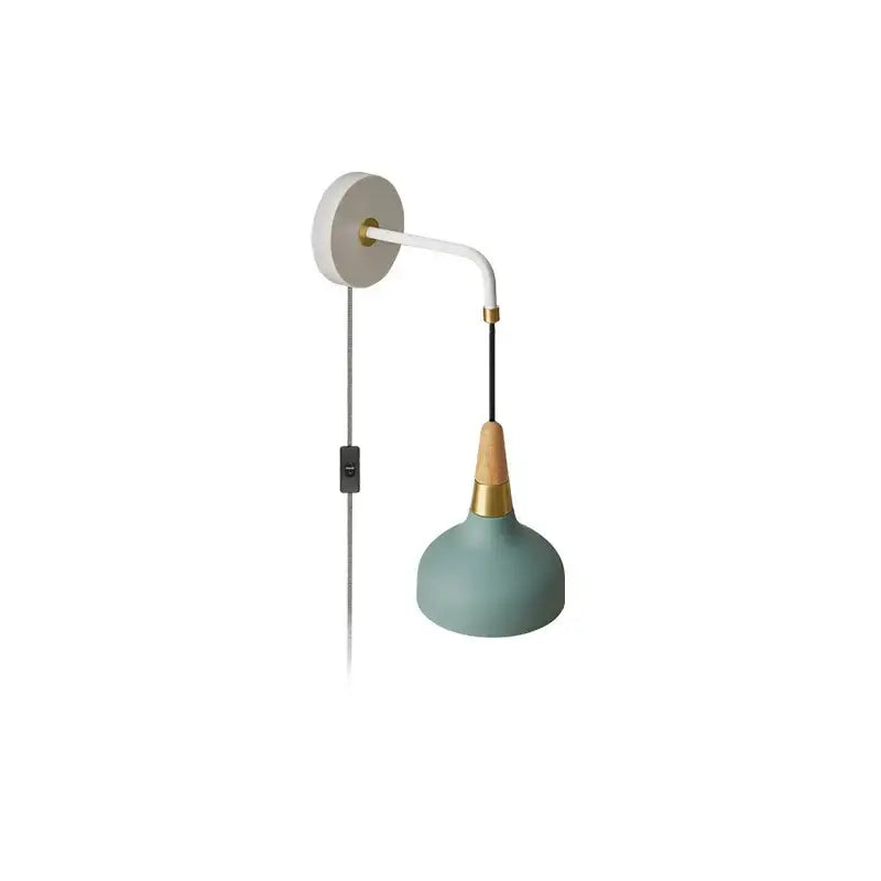 Vintage white ceramic wall lamp with wood accent bedroom light