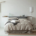Vintage white & gray linen bedding set – bedroom duvet textiless