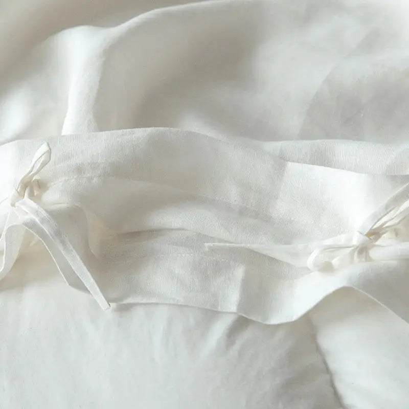 Vintage white & gray linen bedding set – bedroom duvet textiless