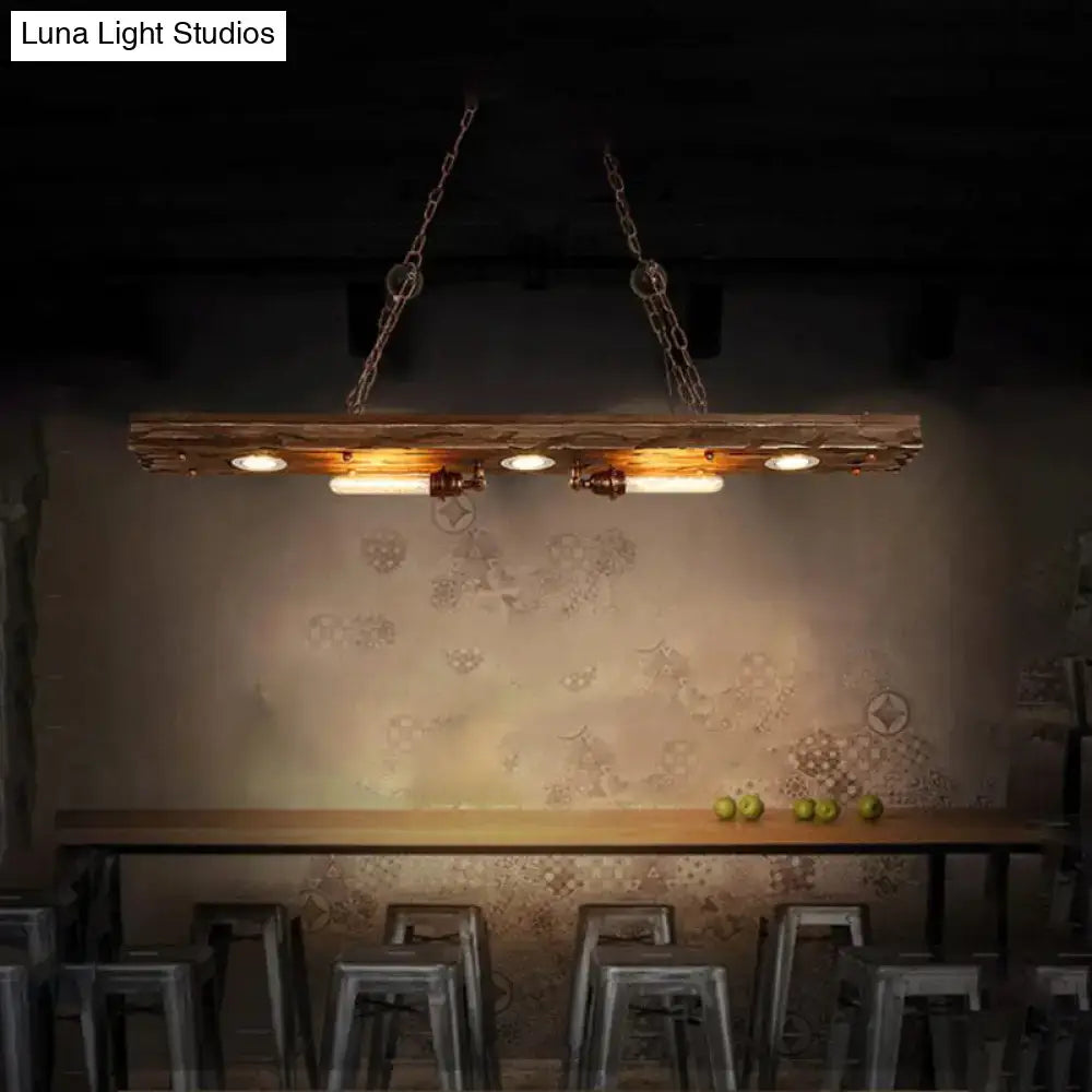 Vintage wood 2-light rectangle pendant light dining room ceiling pendant