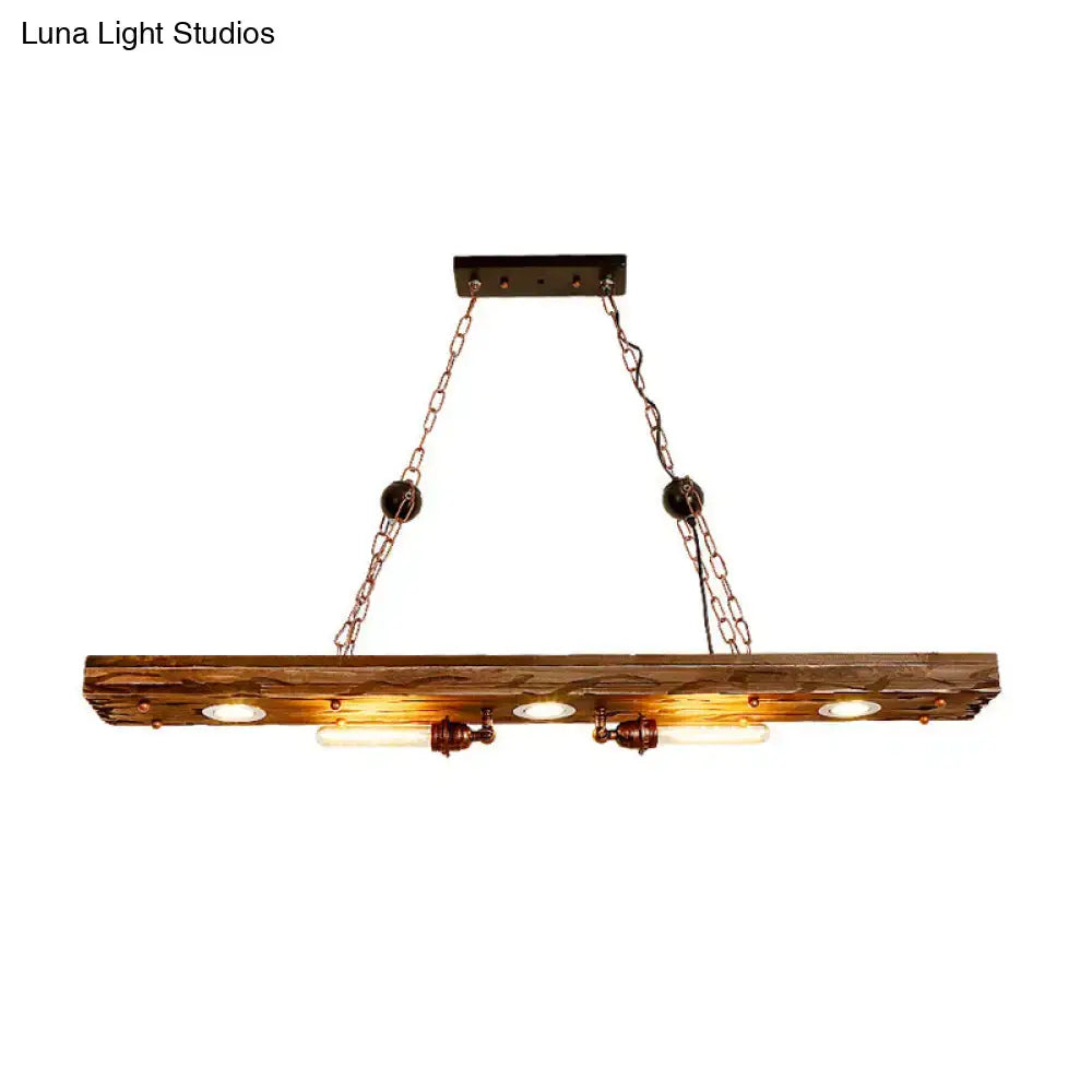 Vintage wood 2-light rectangle pendant light dining room ceiling pendant