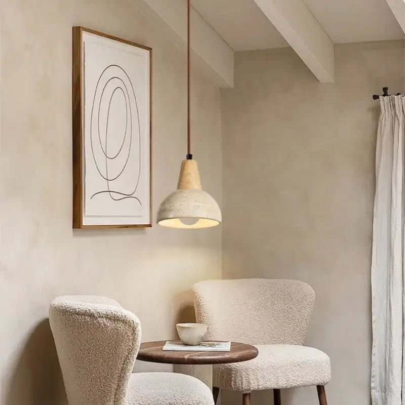 Vintage wood and concrete led pendant light for kitchen dining room