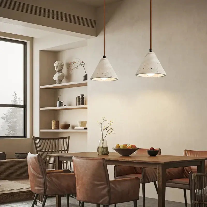 Vintage wood and concrete led pendant light for kitchen dining room