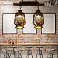 Vintage wood and copper lantern island light kitchen fixture