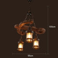 Vintage wood ceiling chandelier dining room lantern pendant light