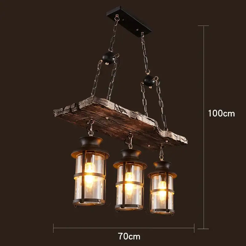 Vintage wood ceiling chandelier dining room lantern pendant light