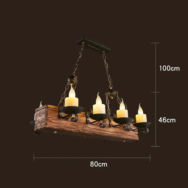 Vintage wood ceiling chandelier dining room lantern pendant light