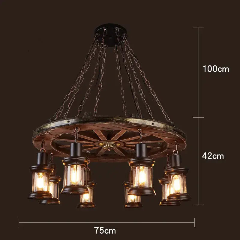 Vintage wood ceiling chandelier dining room lantern pendant light