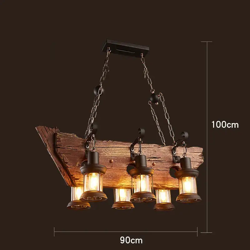 Vintage wood ceiling chandelier dining room lantern pendant light