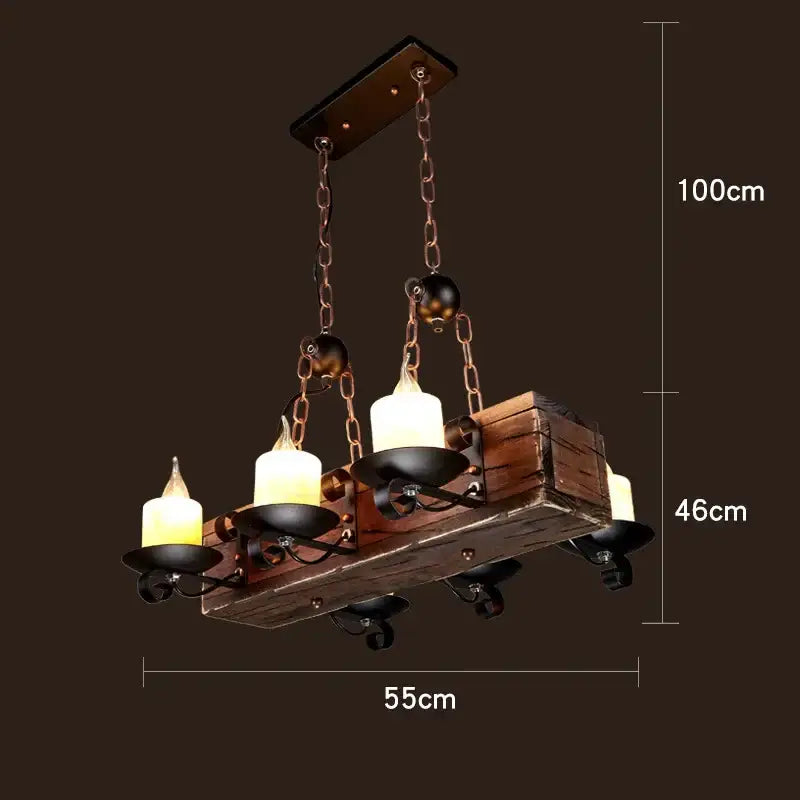 Vintage wood ceiling chandelier dining room lantern pendant light