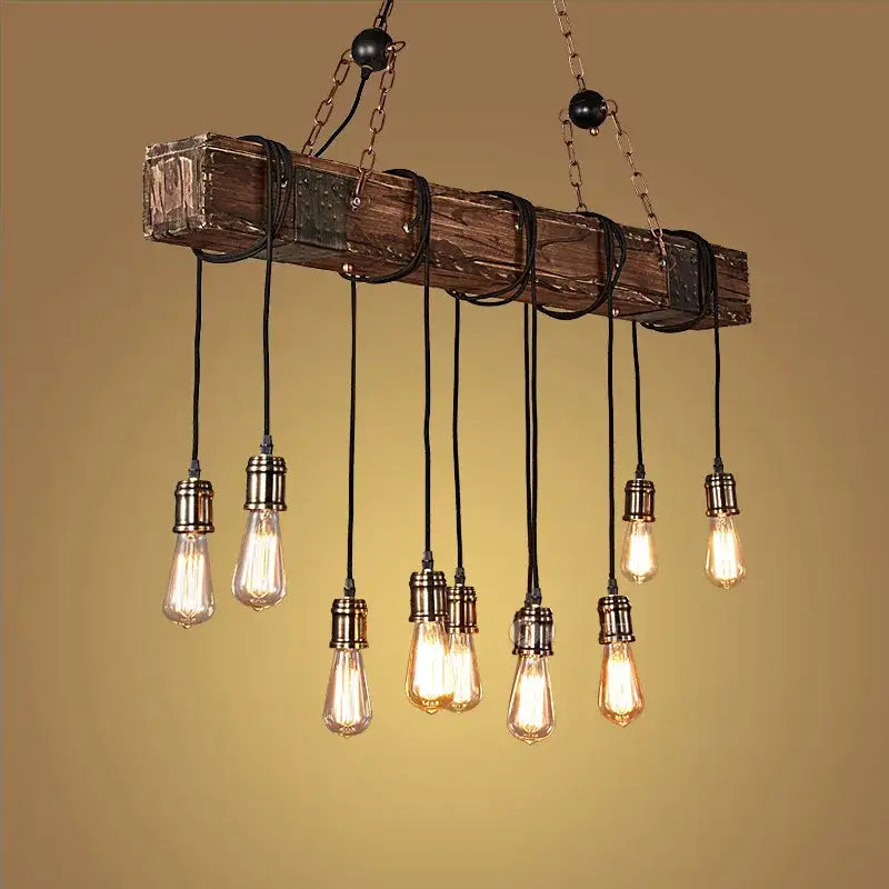Vintage wood ceiling chandelier dining room lantern pendant light