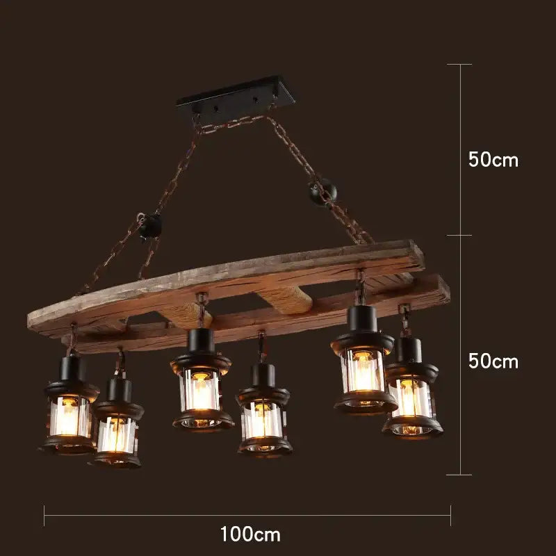 Vintage wood ceiling chandelier dining room lantern pendant light
