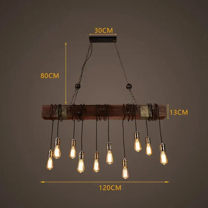 Vintage wood ceiling chandelier dining room lantern pendant light