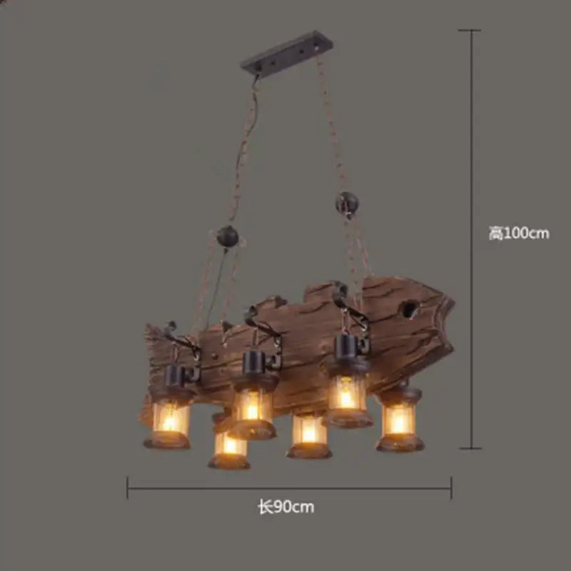 Vintage wood ceiling chandelier dining room lantern pendant light