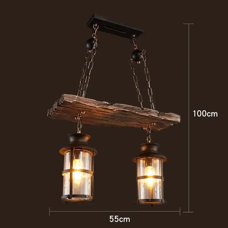 Vintage wood ceiling chandelier dining room lantern pendant light
