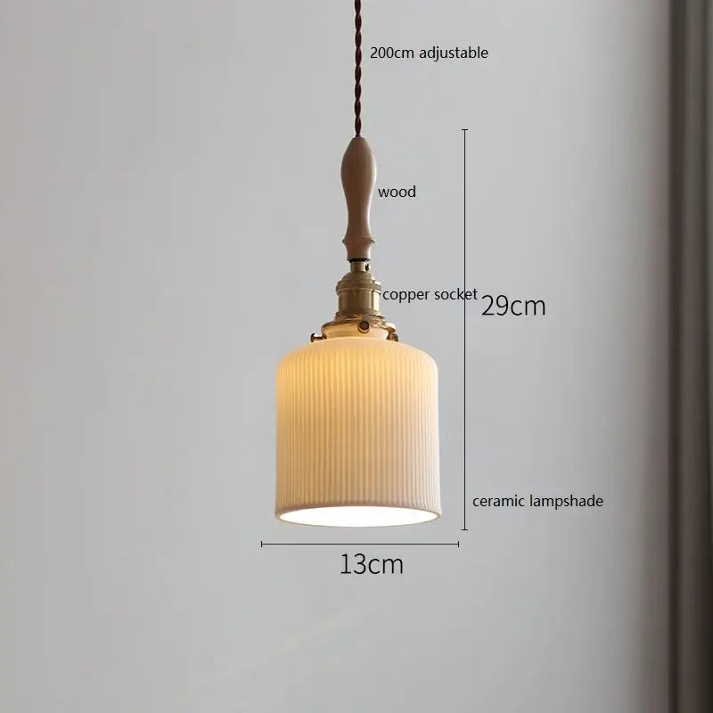 Vintage woven rattan ceramic led pendant light for dining room