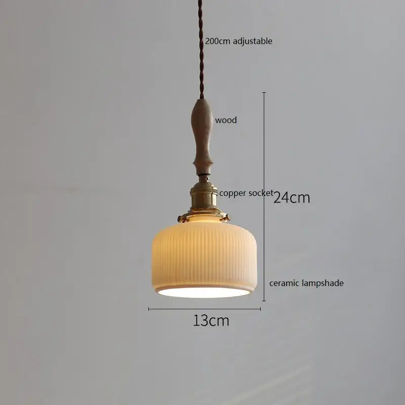 Vintage woven rattan ceramic led pendant light for dining room