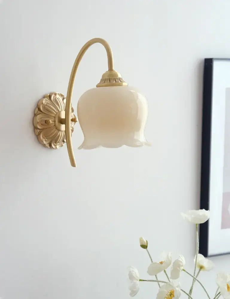 Vintage yellow tulip brass resin led pendant light dining room