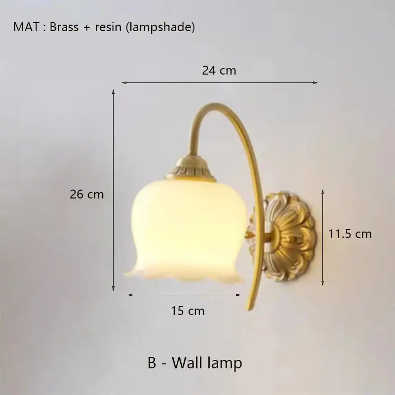Vintage yellow tulip brass resin led pendant light dining room