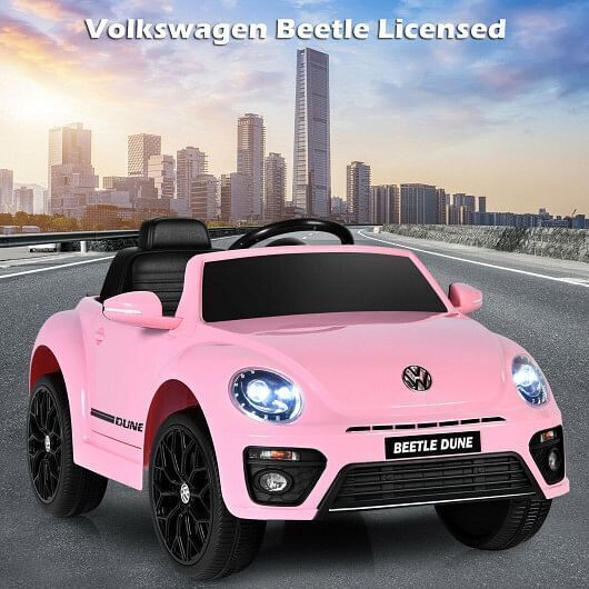 Volkswagen Beetle Kids Electric Ride On Car with Remote Control in Pink
