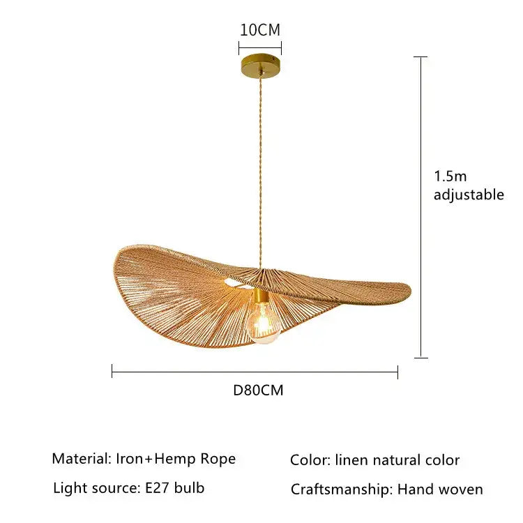 Wabi sabi bamboo fan pendant light for dining room