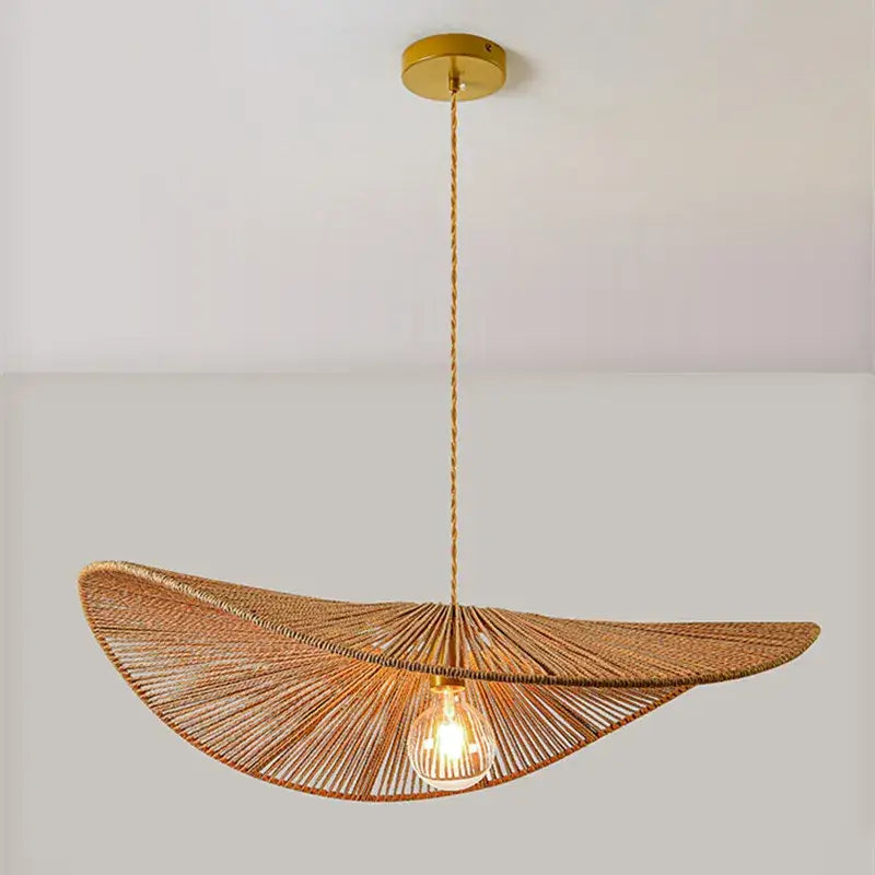 Wabi sabi bamboo fan pendant light for dining room