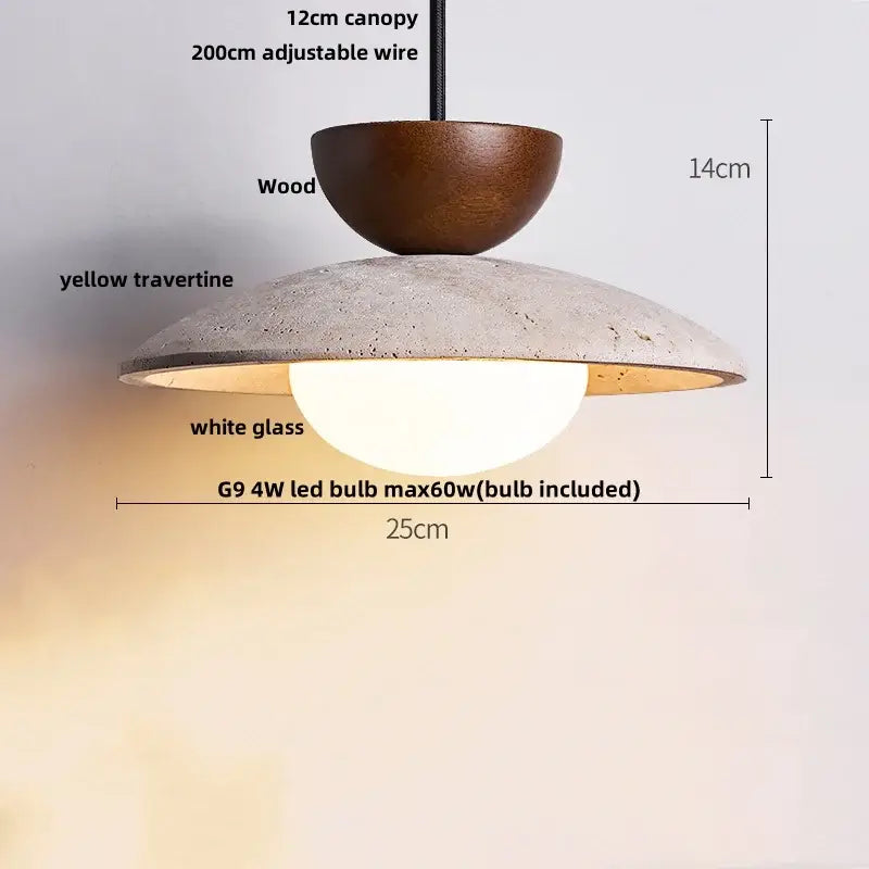 Wabi sabi beige and brown pendant light fixture for living room