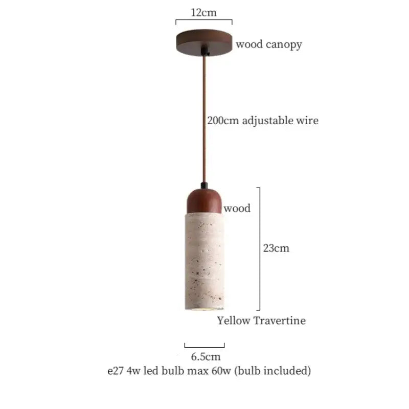 Wabi sabi beige cement pendant light dining room wood top