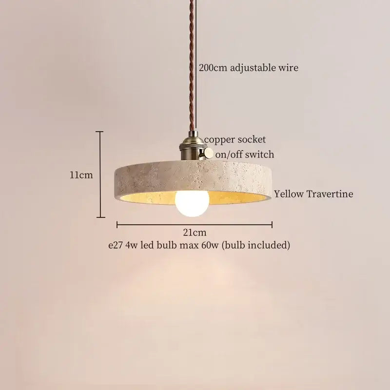 Wabi sabi beige concrete pendant lights dining room led yellow travertine