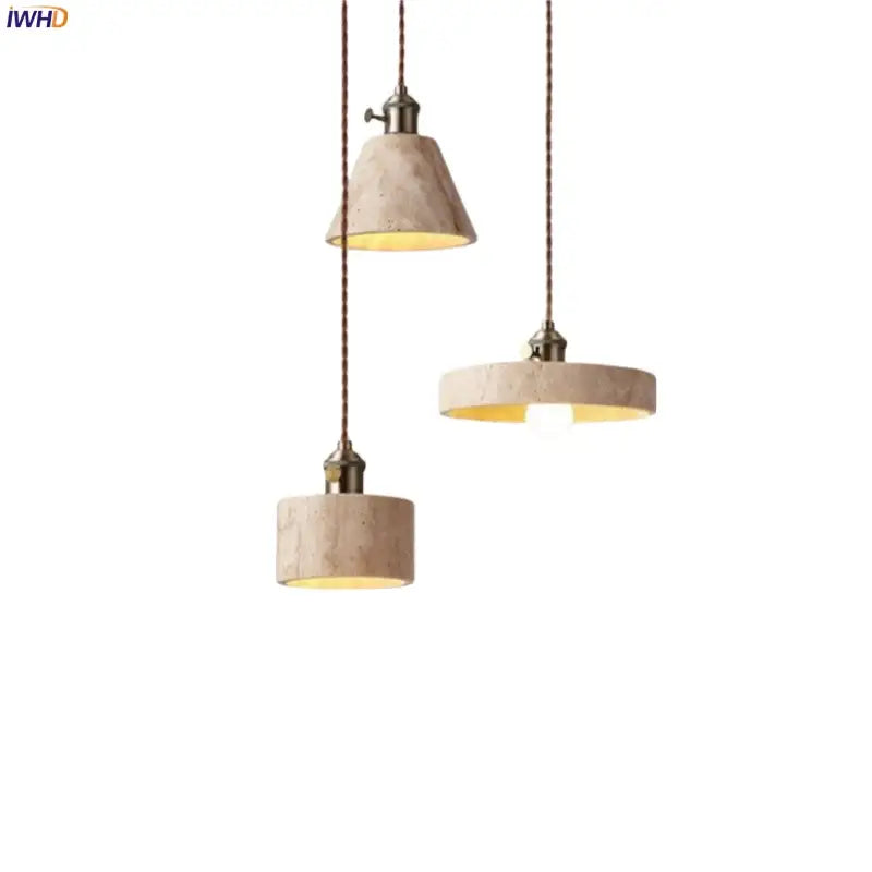 Wabi sabi beige concrete pendant lights dining room led yellow travertine