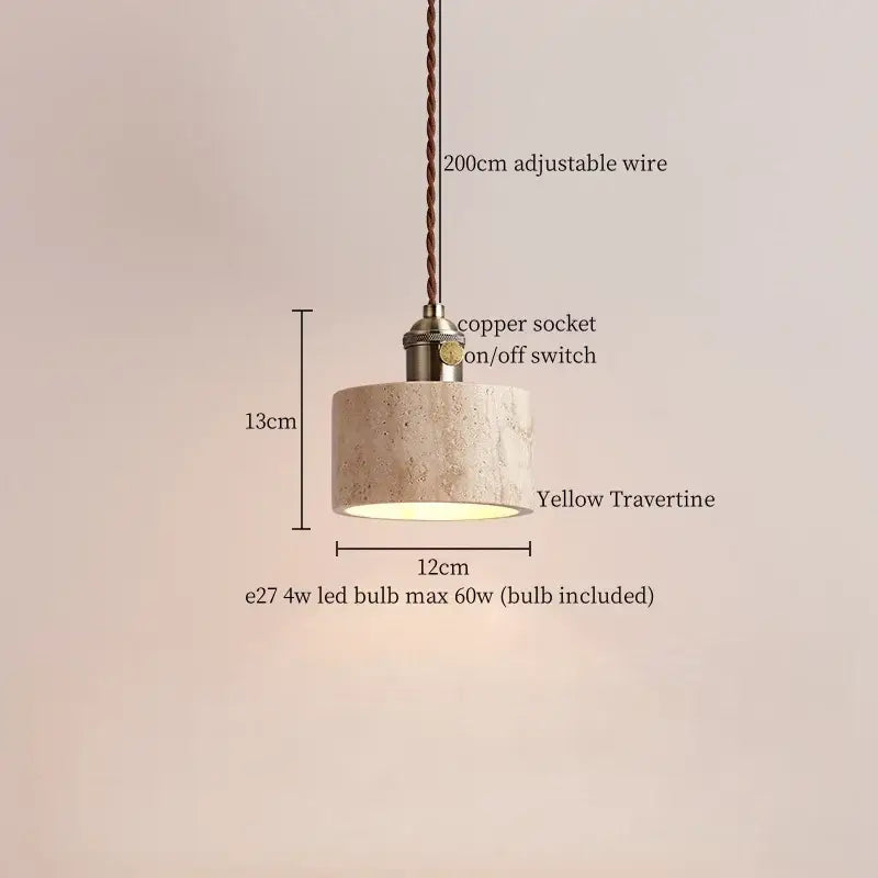 Wabi sabi beige concrete pendant lights dining room led yellow travertine