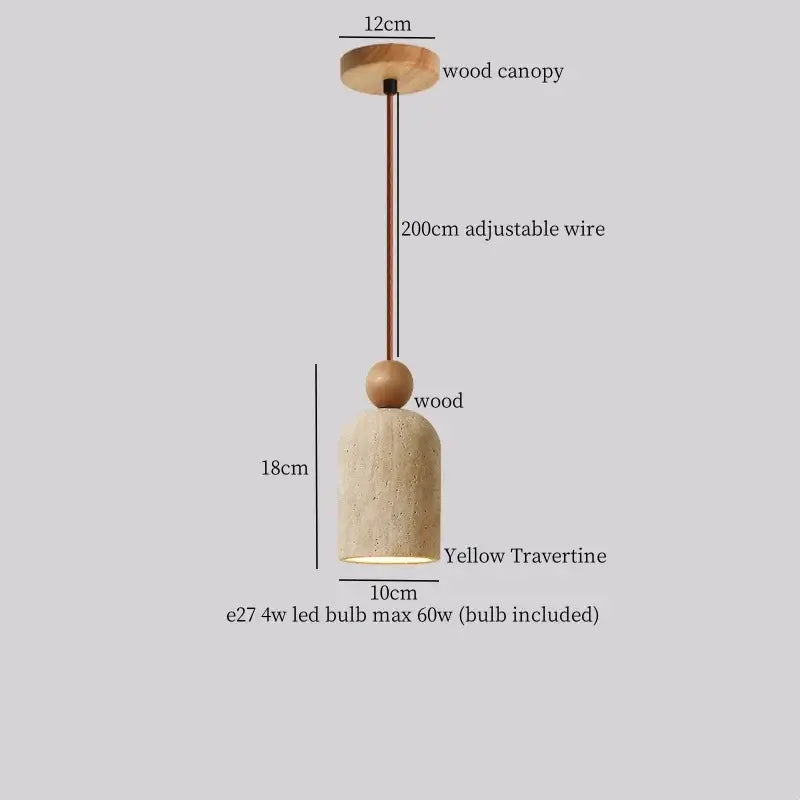 Wabi sabi beige concrete pendant lights dining room led yellow travertine