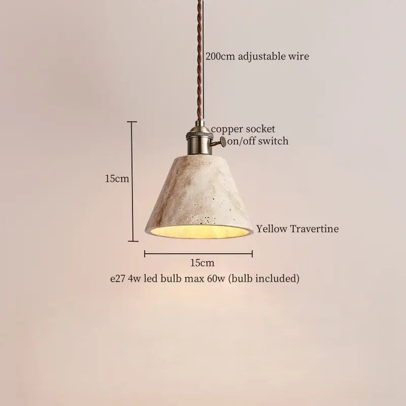 Wabi sabi beige concrete pendant lights dining room led yellow travertine