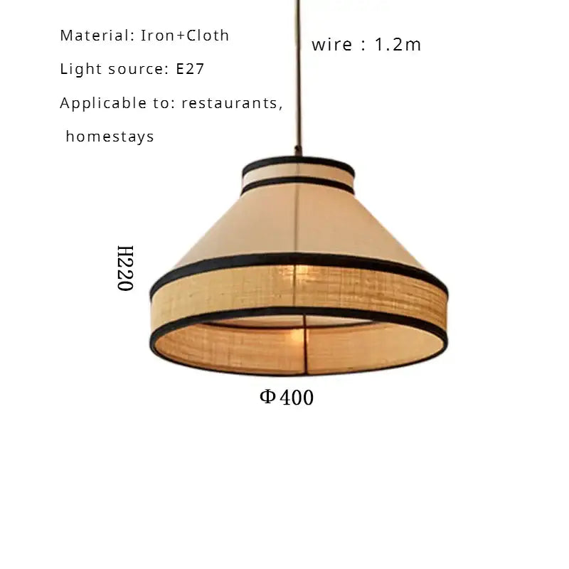 Wabi sabi illustrated fabric pendant lamp for dining room