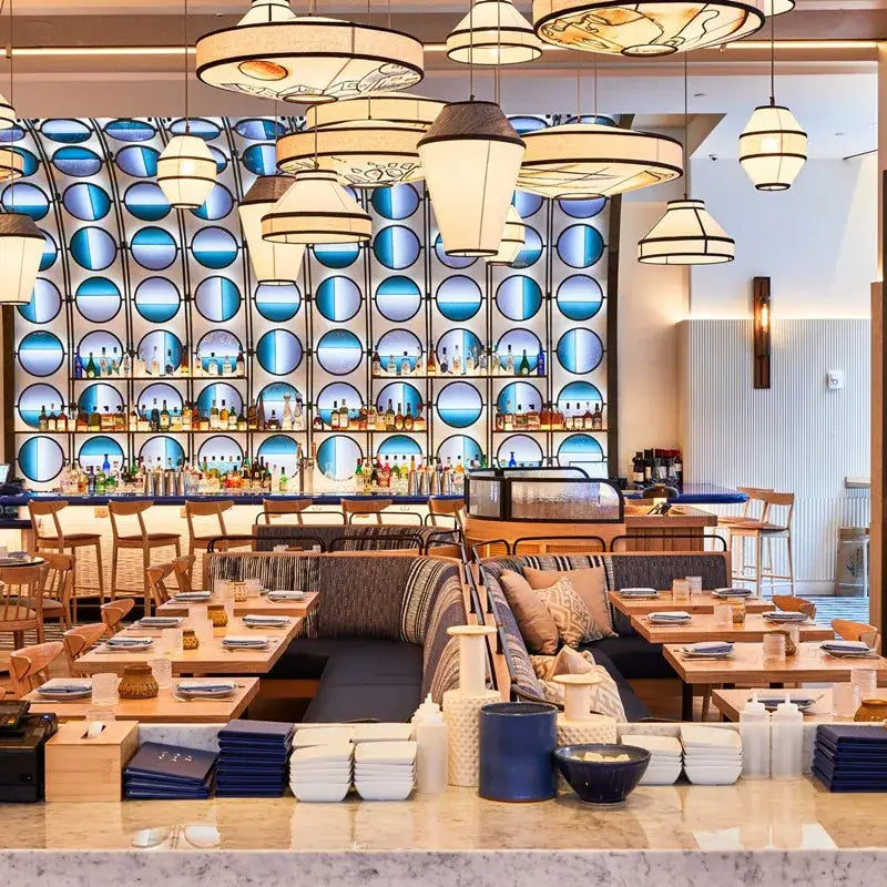 Wabi sabi illustrated fabric pendant lamp for dining room