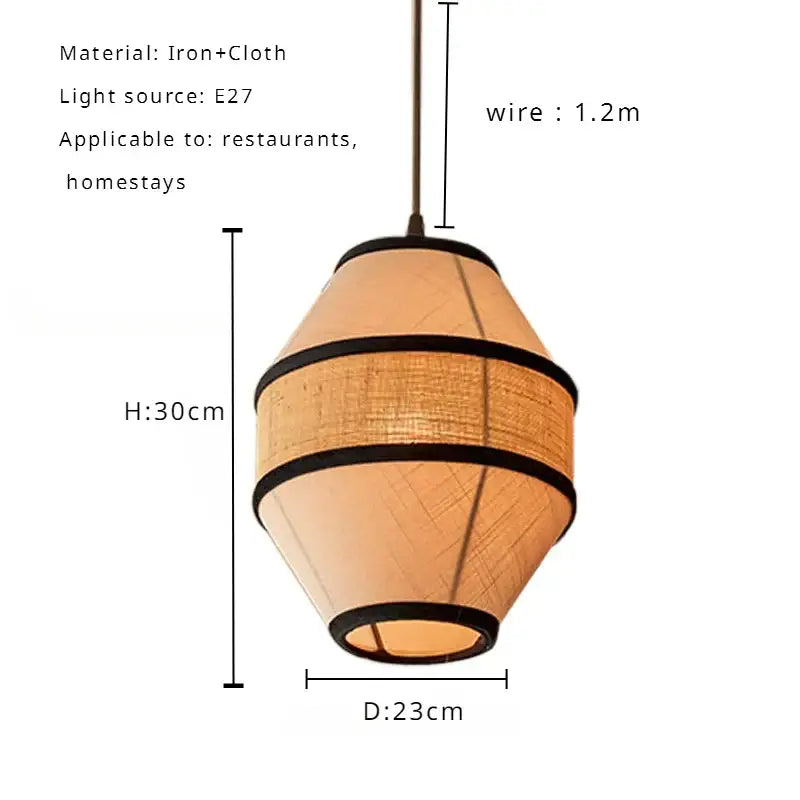 Wabi sabi illustrated fabric pendant lamp for dining room