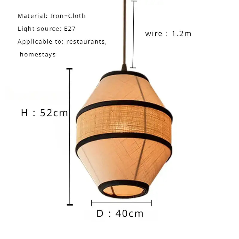 Wabi sabi illustrated fabric pendant lamp for dining room