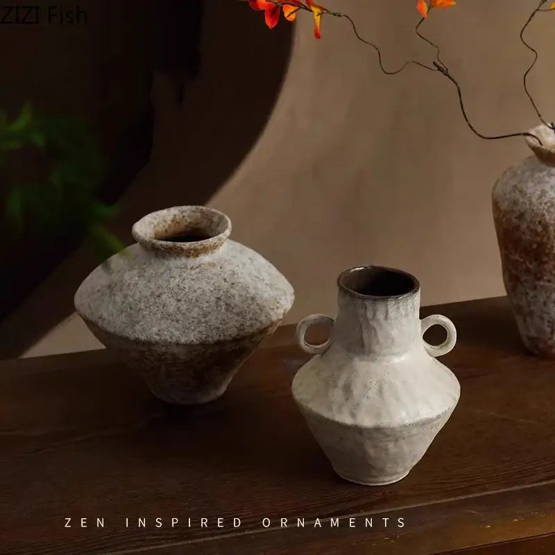 Wabi-sabi rustic brown decorbites ceramic vase living room decor