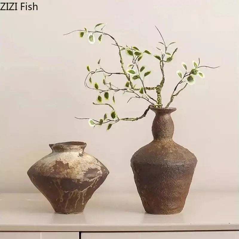 Wabi-sabi rustic brown decorbites ceramic vase living room decor